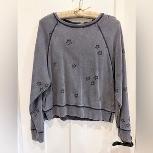 Z Supply Bo Embroidered Charcoal Star Sweatshirt